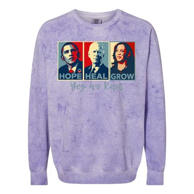 Hope Heal Grow Obama Joe Biden Kamala Harris 2024 Colorblast Crewneck Sweatshirt