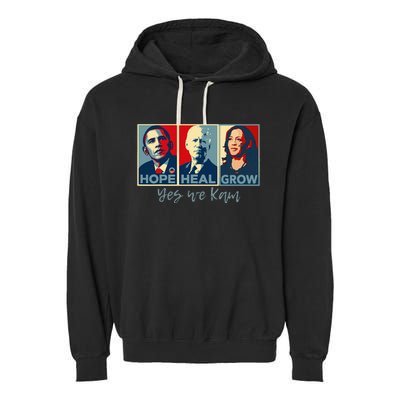 Hope Heal Grow Obama Joe Biden Kamala Harris 2024 Garment-Dyed Fleece Hoodie