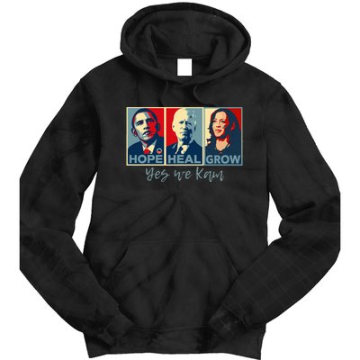 Hope Heal Grow Obama Joe Biden Kamala Harris 2024 Tie Dye Hoodie