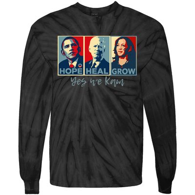 Hope Heal Grow Obama Joe Biden Kamala Harris 2024 Tie-Dye Long Sleeve Shirt