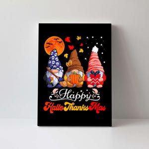 Happy Hallothanksmas Gnomes Halloween Thanksgiving Christmas Canvas