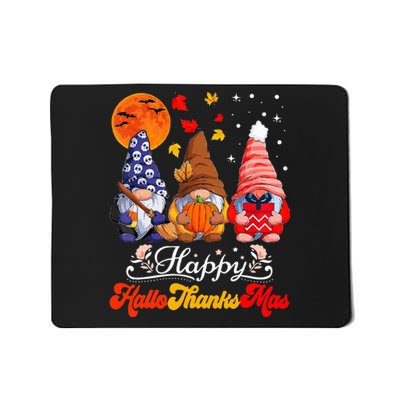 Happy Hallothanksmas Gnomes Halloween Thanksgiving Christmas Mousepad