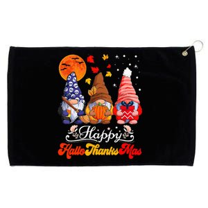 Happy Hallothanksmas Gnomes Halloween Thanksgiving Christmas Grommeted Golf Towel