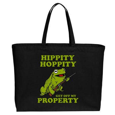 Hippity Hoppity Get Off My Property Frog Cotton Canvas Jumbo Tote