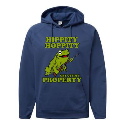 Hippity Hoppity Get Off My Property Frog Performance Fleece Hoodie