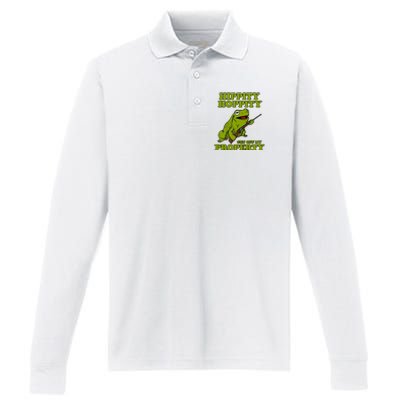 Hippity Hoppity Get Off My Property Frog Performance Long Sleeve Polo