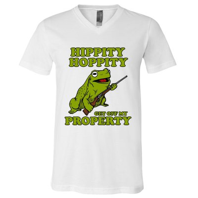 Hippity Hoppity Get Off My Property Frog V-Neck T-Shirt