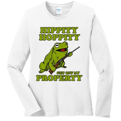 Hippity Hoppity Get Off My Property Frog Ladies Long Sleeve Shirt