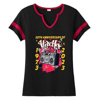 Hip Hop Graffiti Funny 50 Years Old Gift Ladies Halftime Notch Neck Tee