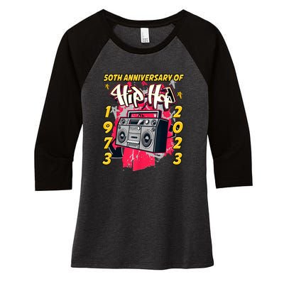 Hip Hop Graffiti Funny 50 Years Old Gift Women's Tri-Blend 3/4-Sleeve Raglan Shirt