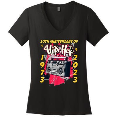 Hip Hop Graffiti Funny 50 Years Old Gift Women's V-Neck T-Shirt