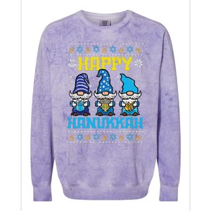 Happy Hanukkah Gnomes Ugly Chanukah Jewish Colorblast Crewneck Sweatshirt