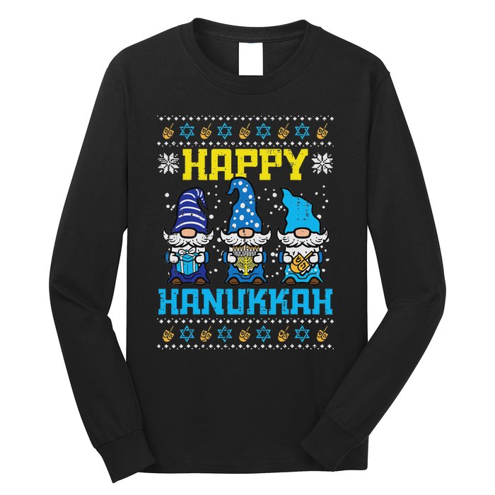 Happy Hanukkah Gnomes Ugly Chanukah Jewish Long Sleeve Shirt