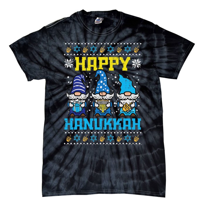 Happy Hanukkah Gnomes Ugly Chanukah Jewish Tie-Dye T-Shirt