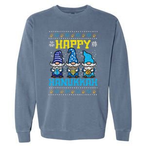 Happy Hanukkah Gnomes Ugly Chanukah Jewish Garment-Dyed Sweatshirt