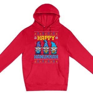 Happy Hanukkah Gnomes Ugly Chanukah Jewish Premium Pullover Hoodie