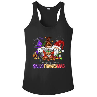 Happy Hallothanksmas Gnomes Halloween Thanksgiving Christmas Ladies PosiCharge Competitor Racerback Tank