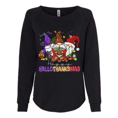 Happy Hallothanksmas Gnomes Halloween Thanksgiving Christmas Womens California Wash Sweatshirt