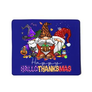 Happy Hallothanksmas Gnomes Halloween Thanksgiving Christmas Mousepad