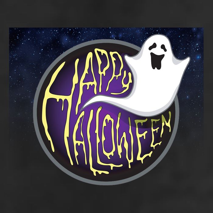 Happy Halloween Ghost Galaxy 7 Panel Mesh Trucker Snapback Hat