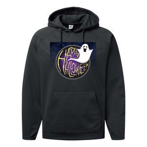 Happy Halloween Ghost Galaxy Performance Fleece Hoodie