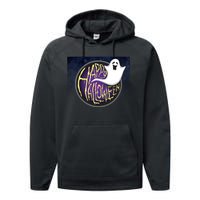 Happy Halloween Ghost Galaxy Performance Fleece Hoodie