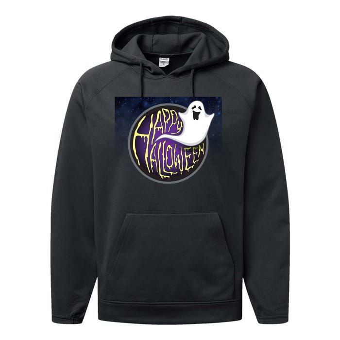 Happy Halloween Ghost Galaxy Performance Fleece Hoodie