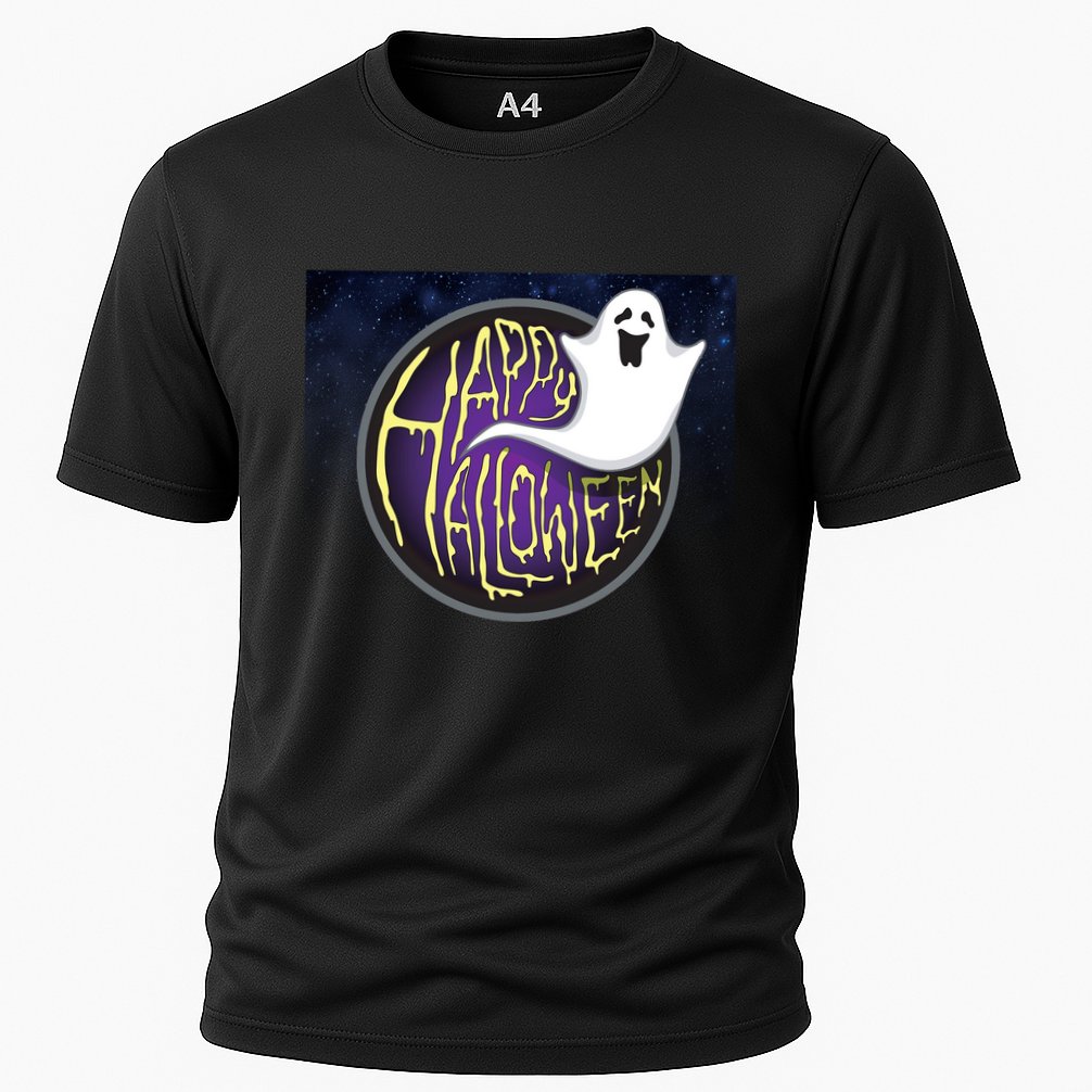 Happy Halloween Ghost Galaxy Cooling Performance Crew T-Shirt