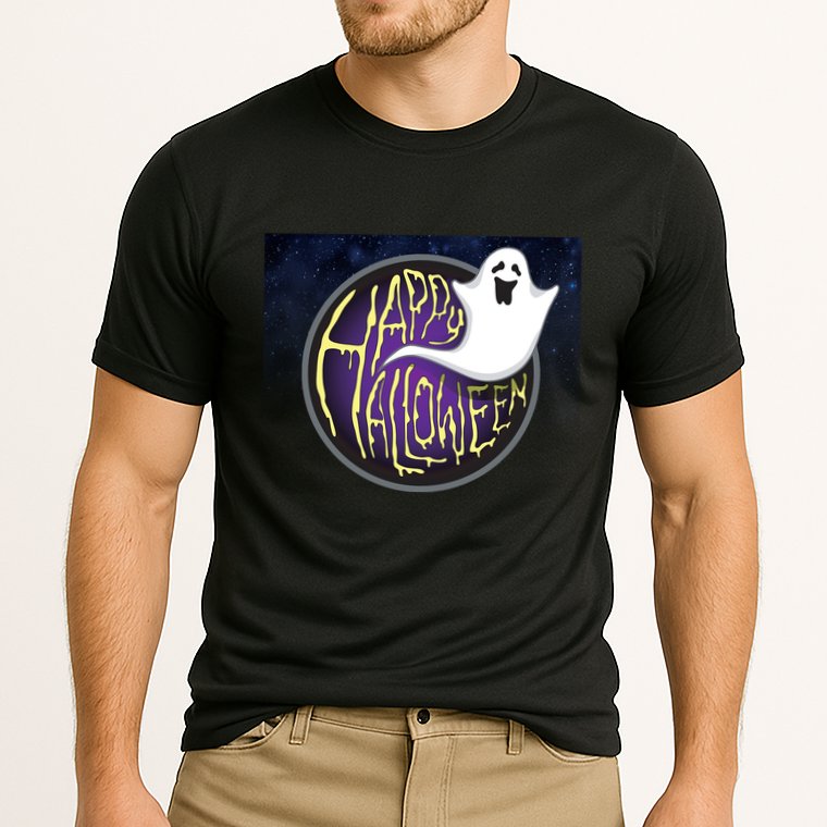 Happy Halloween Ghost Galaxy Cooling Performance Crew T-Shirt
