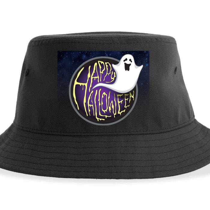 Happy Halloween Ghost Galaxy Sustainable Bucket Hat