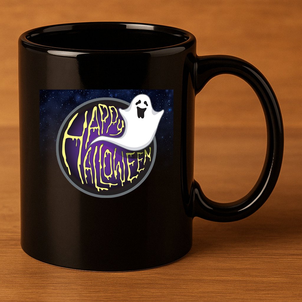 Happy Halloween Ghost Galaxy 11oz C Handle Ceramic Mug