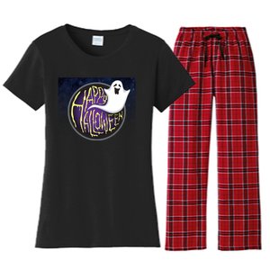 Happy Halloween Ghost Galaxy Women's Flannel Pajama Set