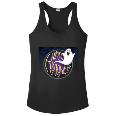 Happy Halloween Ghost Galaxy Ladies PosiCharge Competitor Racerback Tank