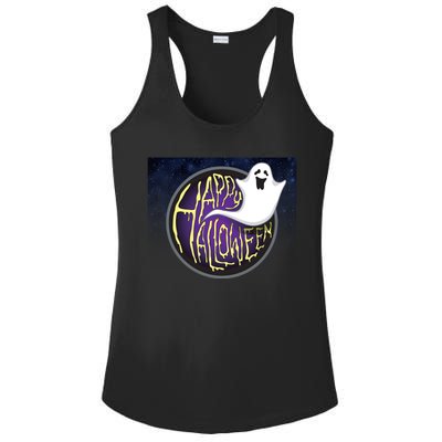 Happy Halloween Ghost Galaxy Ladies PosiCharge Competitor Racerback Tank