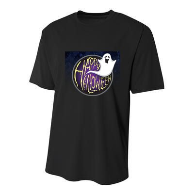 Happy Halloween Ghost Galaxy Youth Performance Sprint T-Shirt
