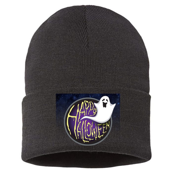 Happy Halloween Ghost Galaxy Sustainable Knit Beanie