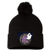 Happy Halloween Ghost Galaxy Pom Pom 12in Knit Beanie