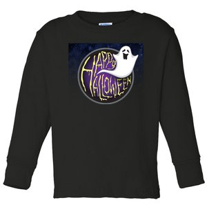 Happy Halloween Ghost Galaxy Toddler Long Sleeve Shirt