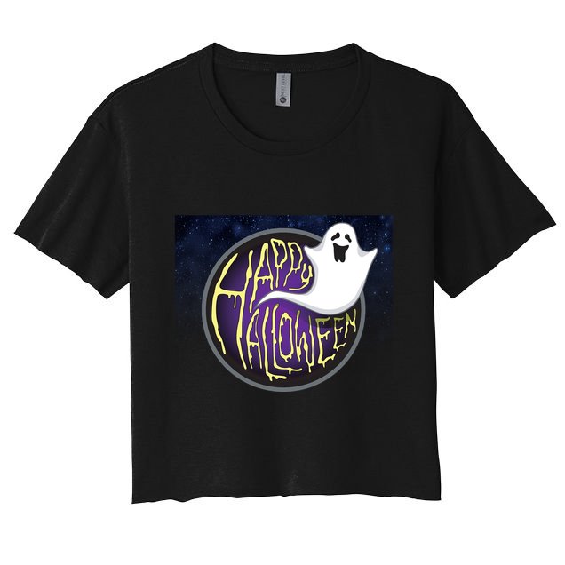 Happy Halloween Ghost Galaxy Crop Top