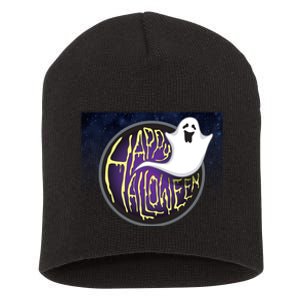 Happy Halloween Ghost Galaxy Short Acrylic Beanie