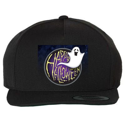 Happy Halloween Ghost Galaxy Wool Snapback Cap