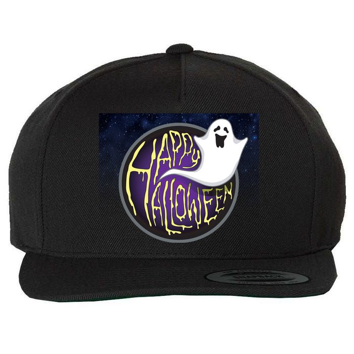 Happy Halloween Ghost Galaxy Wool Snapback Cap