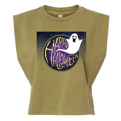 Happy Halloween Ghost Galaxy Garment-Dyed Women's Muscle Tee