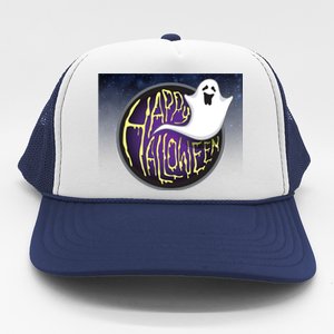 Happy Halloween Ghost Galaxy Trucker Hat