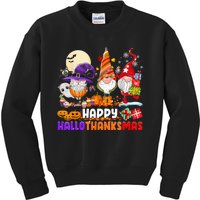 Happy Hallothanksmas Gnomes Halloween Thanksgiving Christmas Kids Sweatshirt