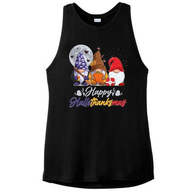 Happy Hallothanksmas Gnomes Ladies PosiCharge Tri-Blend Wicking Tank