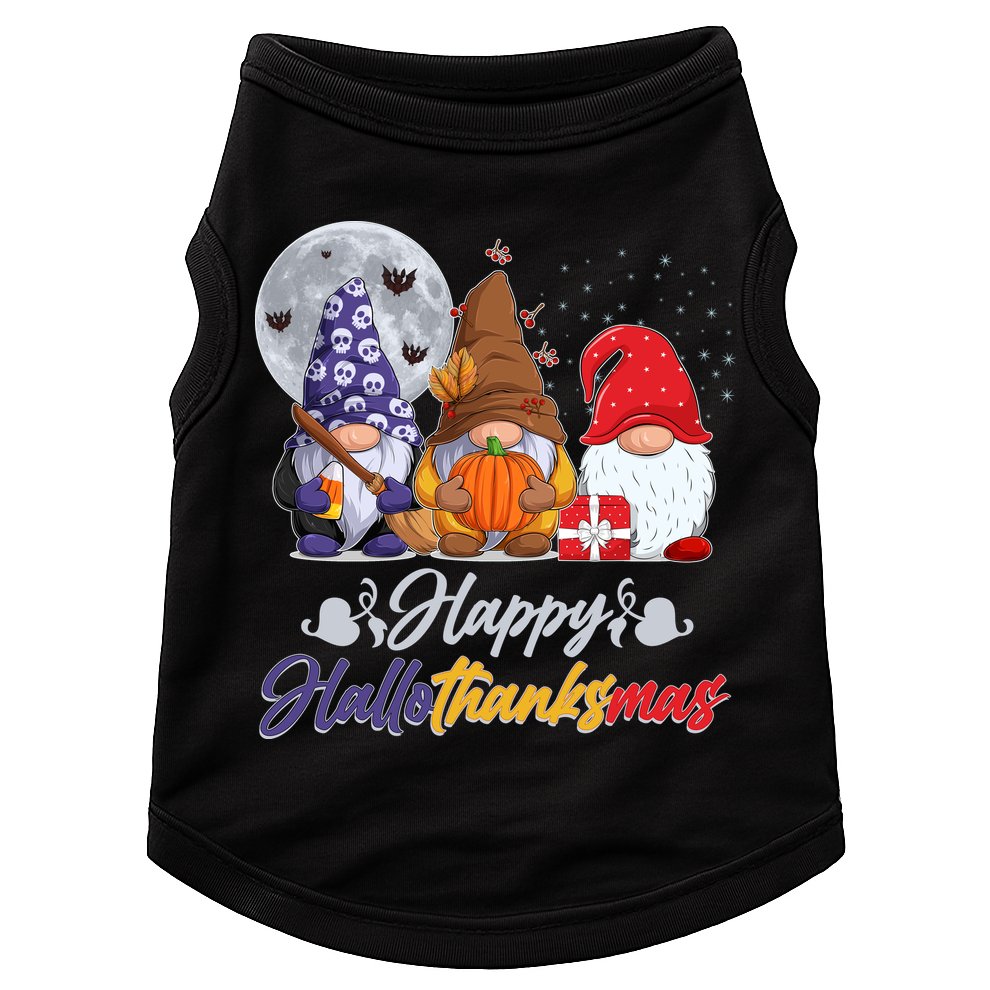 Happy Hallothanksmas Gnomes Doggie Tank