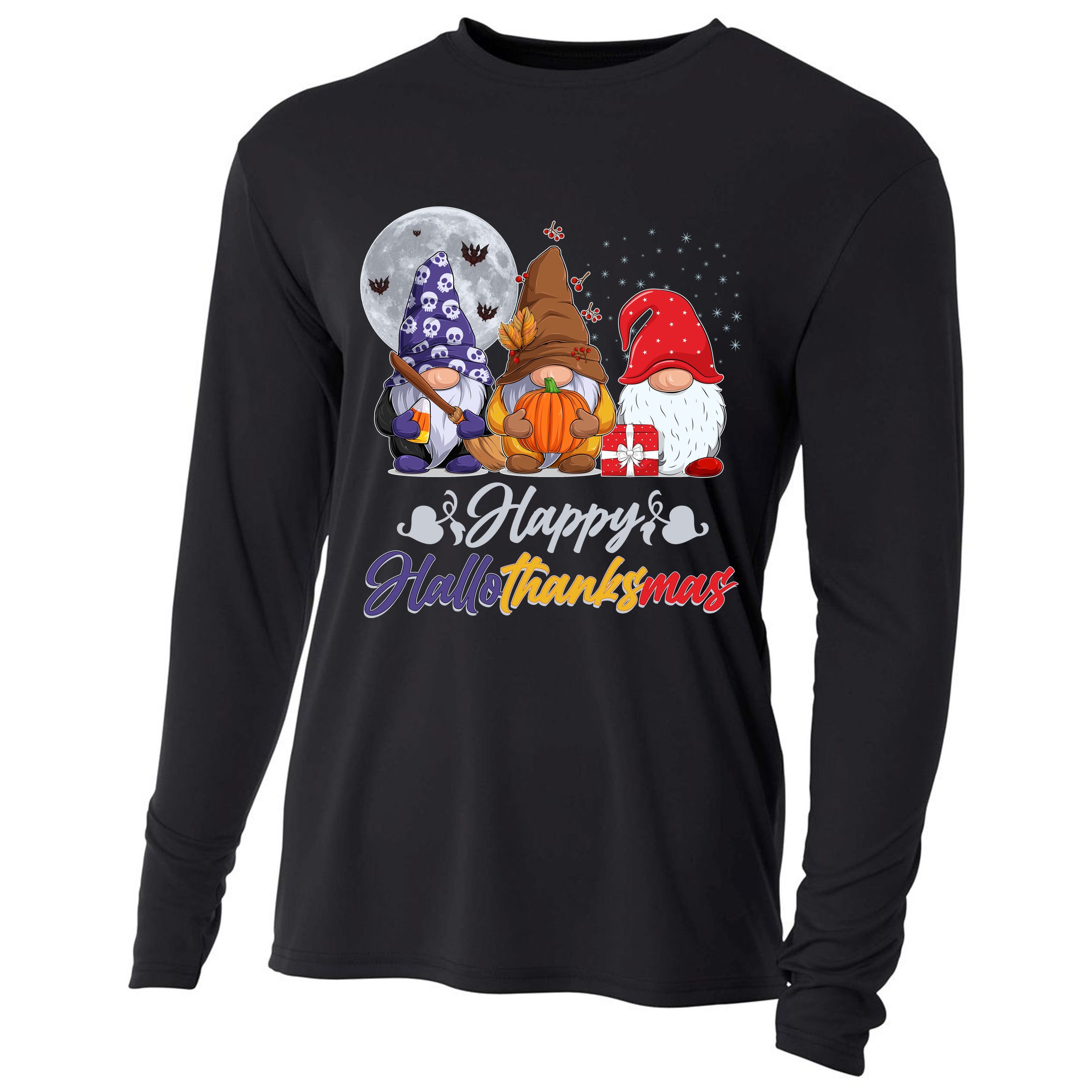 Happy Hallothanksmas Gnomes Cooling Performance Long Sleeve Crew