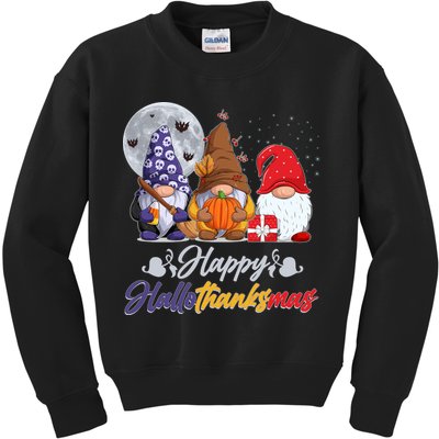 Happy Hallothanksmas Gnomes Kids Sweatshirt