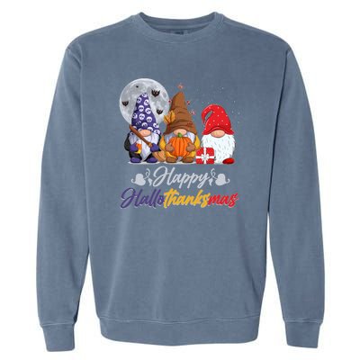 Happy Hallothanksmas Gnomes Garment-Dyed Sweatshirt